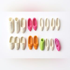 Vintage Barbie Shoe Lot — 6 Pairs + 5 Singles — White Lace-Up Boots, Oxfords